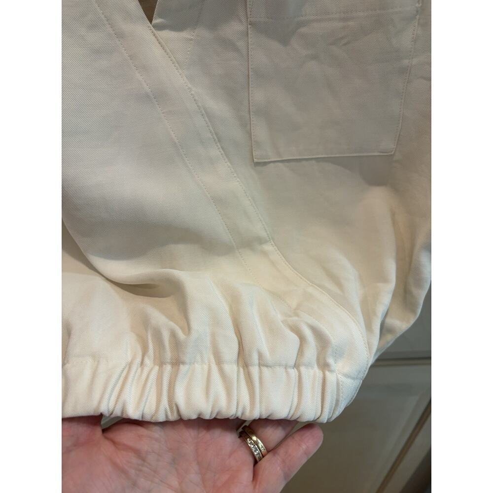 Spartina 449 Stevie Blouse XS Alabaster White Faux Wrap Collared Minimalist Chic - Picture 2 of 9